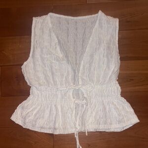 White Textured Sleeveless Top